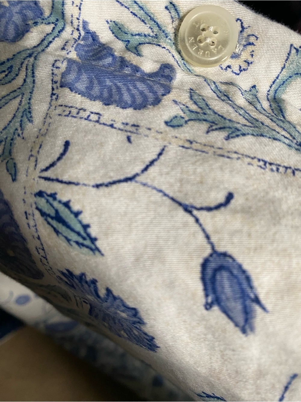 Lauren Ralph Lauren Callen Floral Blue Cream Botanical King 106x88 Duvet Cover - Picture 3 of 16